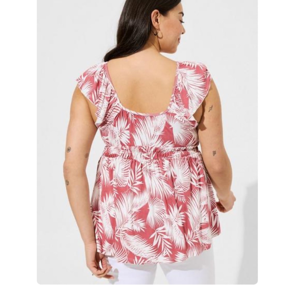 NWT Torrid plus size 3 Super Soft Square Neck Cinched Waist Babydoll Tank pink - Picture 3 of 5